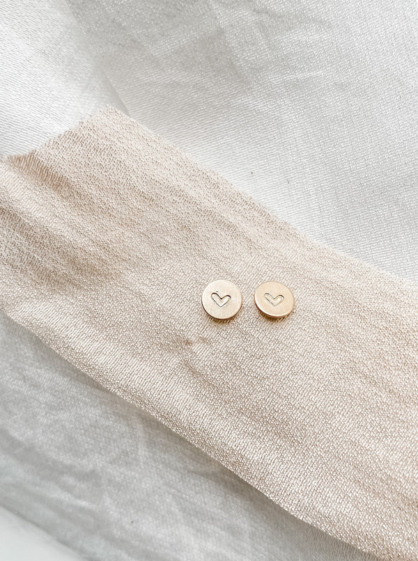 minimal gold studs with hearts