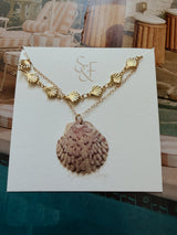 Pink Calico Seashell Necklace