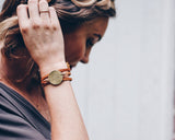 Leather Wrap Bracelet with Brass Round
