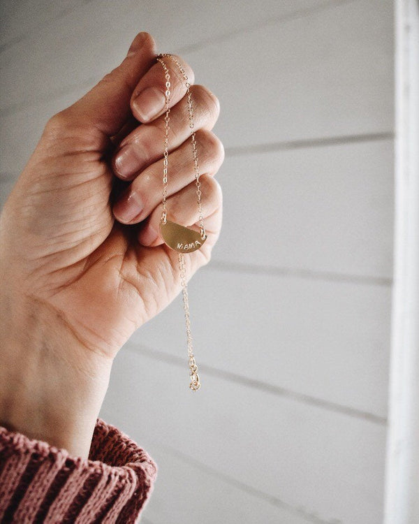 Brynn Necklace, Custom Half Moon
