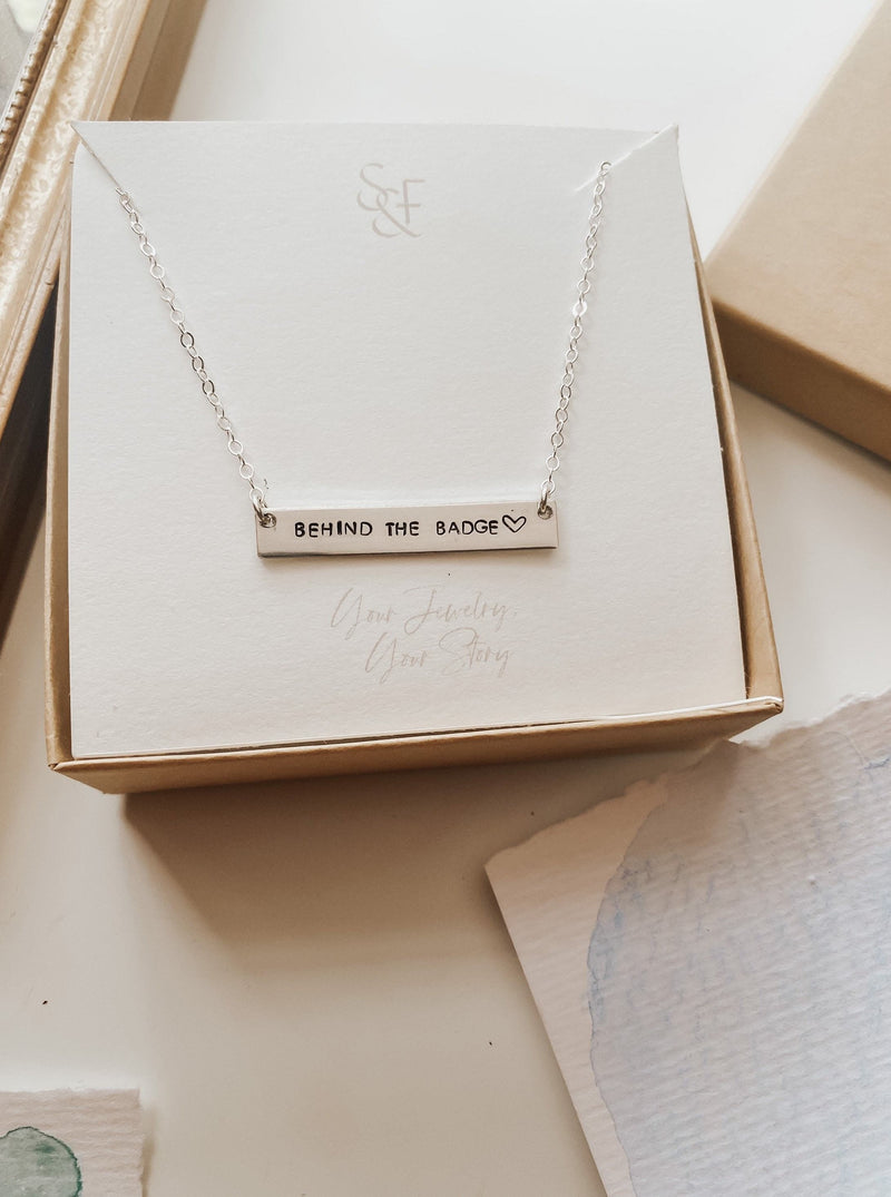 Customized Sterling Silver Horizontal Bar Necklace