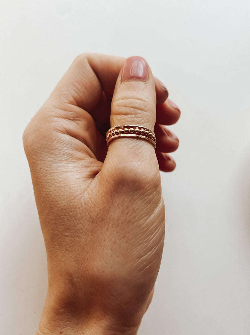 gold beaded stacking ring