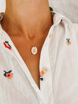 Large Monthly Floral Oval Necklace