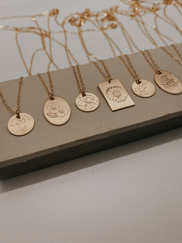 Large Monthly Floral Round Necklace