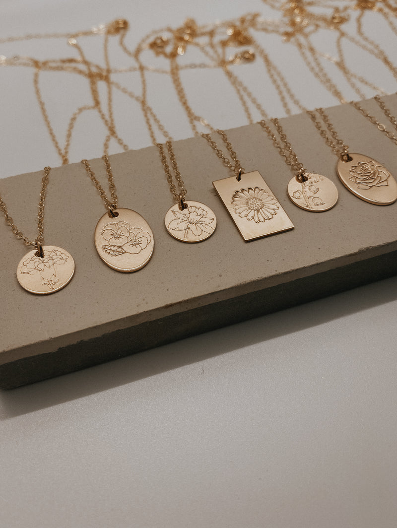 Large Monthly Floral Round Necklace
