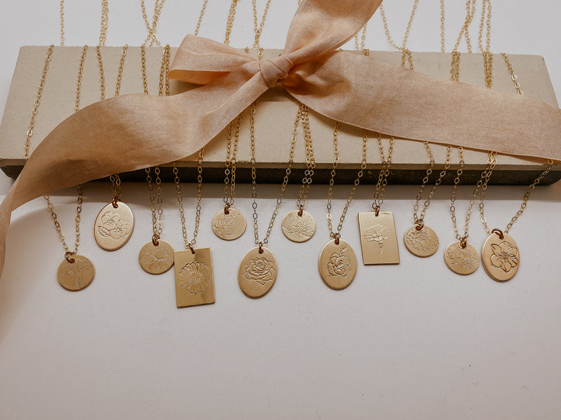 Large Monthly Floral Oval Necklace