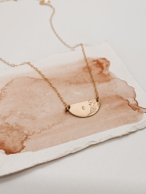 Brynn Necklace, Custom Half Moon