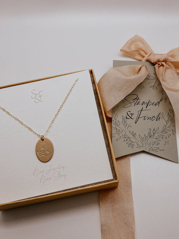 Large Monthly Floral Oval Necklace