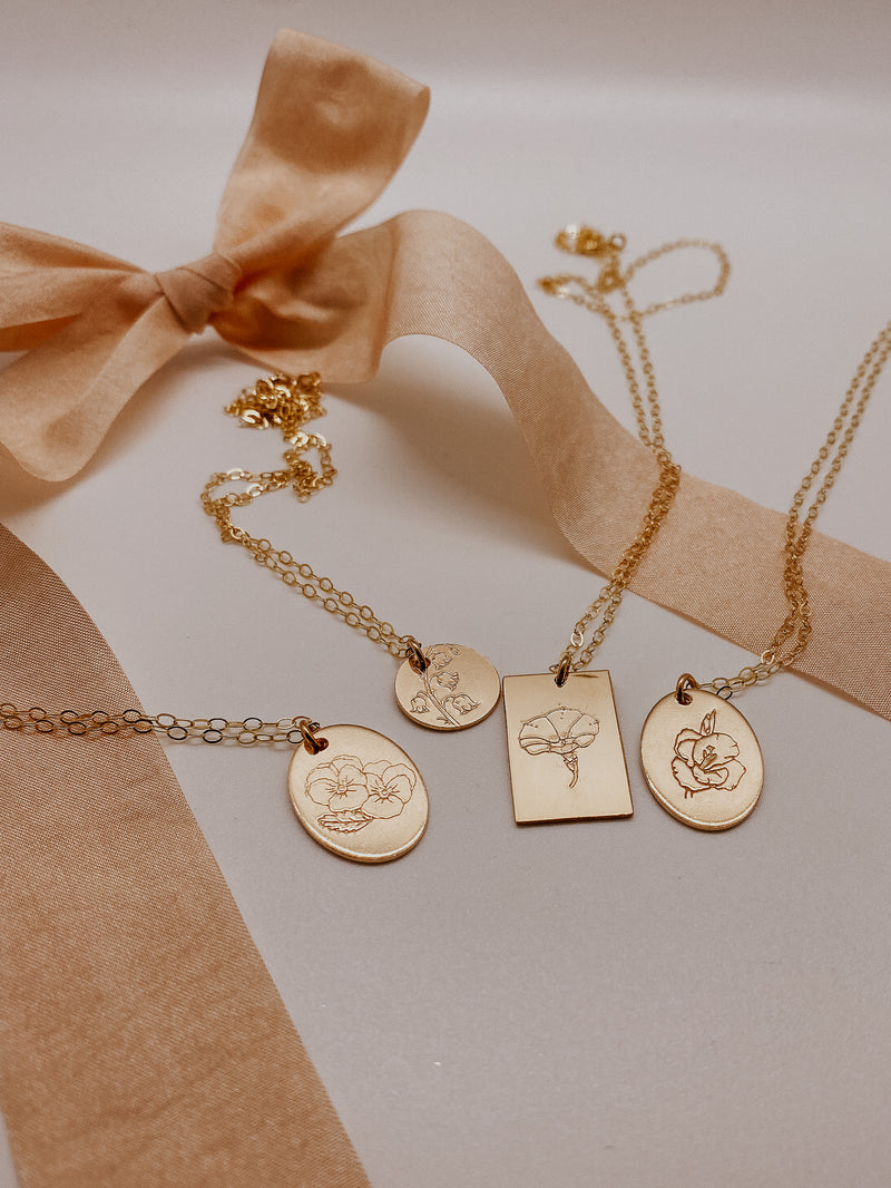 Large Monthly Floral Oval Necklace