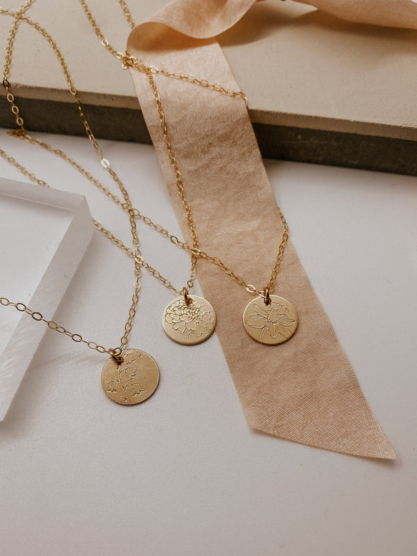 Large Monthly Floral Round Necklace
