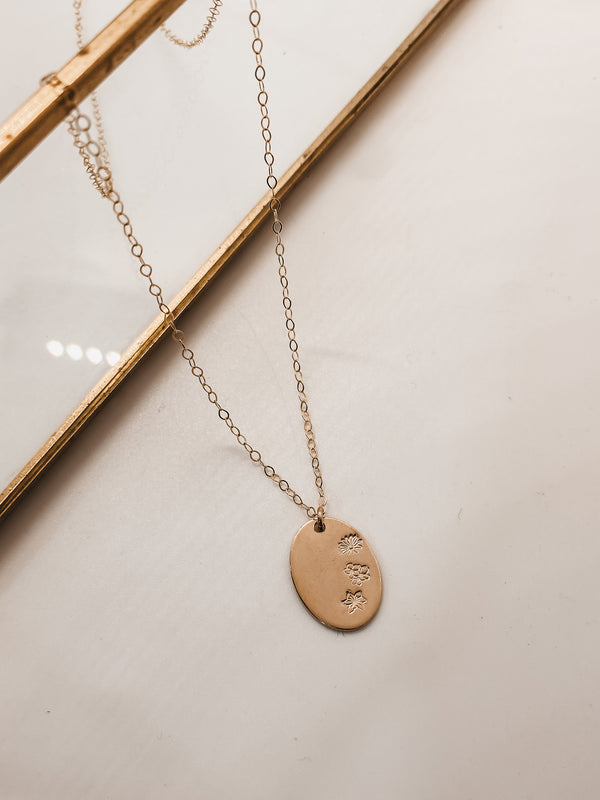 MINI Monthly Floral Oval Necklace